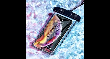 Waterdicht Telefoonhoesje - Transparant/Zwart - Volledig waterbestendige Telefoon hoes - Onderwater hoesje telefoonhoesje - Waterproof Case - Universeel Geschikt voor alle Smartphones - Waterdichte telefoonhoesjes - Ook voor pasjes
