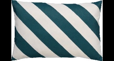 Dutch Decor SANZENO - kussenhoes outdoor 40x60 cm - waterafstotend en uv-bestendig - gestreept - Sagebrush Green - wit en groen