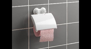 Toiletrolhouder kunststof met 2 zuignappen wit