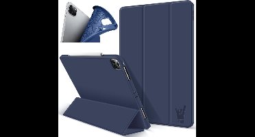Hoes geschikt voor iPad Pro 2021 11 inch - Trifold Book Case Kunstleer Tablet Hoesje Blauw