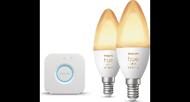 Philips Hue Starterspakket - E14 - met 2 Kaarslampen - Warm tot Koelwit Licht - Incl. 1 Hue Bridge - Hue White Ambiance