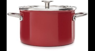 KitchenAid Steel Core Enamel kookpan 20cm 3,7L - Keizerrood - inductie - PFAS-vrij