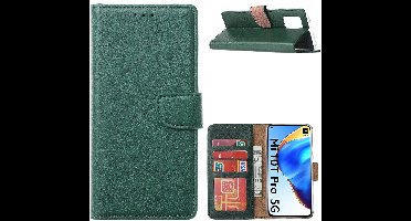 Hoesje Geschikt voor Xiaomi Mi 10T / Mi 10T Pro 5G Hoesje met Pasjeshouder portemonnee cover / bookcase - Groen