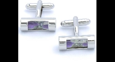 Manchetknopen - Zandloper met Glas Paars