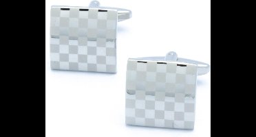 Manchetknopen - Geblokt Zilver Vierkant