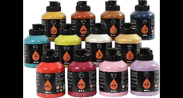 Acryl Verf , semi-glanzend, extra kleuren, 12x500 ml/ 1 doos