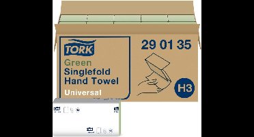 Tork handdoekjes groen, Z-vouw 25 x 23 cm, 1-laags, doos à 4.000 stuks (290135)
