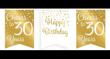 Paperdreams Vlaggenlijn 30 jaar - verjaardag slinger - karton - wit/goud - 600 cm
