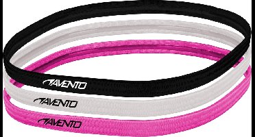 Avento Sporthaarband Elastiek - 3 stuks - Roze/Zwart/Wit - Antislip