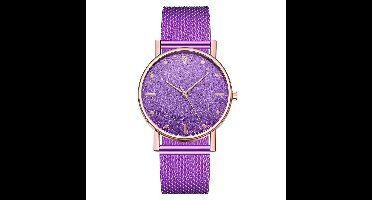 Modern Dames Horloge Paars • Fashion • Rosegold • Roze • Zwart • Zilver • Rood • Blauw • Groen • Paars