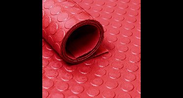 Rubbermat op rol - Noppen 3mm Rood - Breedte 120 cm - Geurloos - Rubber loper - Per strekkende Meter