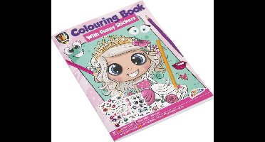 Kleurboek meisjes + stickerboek voor meisjes | Formaat A4 | 24 tekeningen + 2 stickervellen