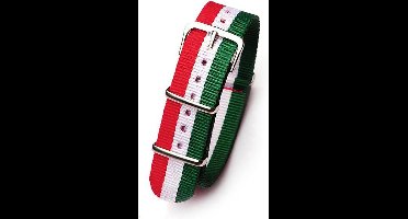 Premium Green White Red - Nato strap 18mm - Stripe - Horlogeband Groen Wit Rood