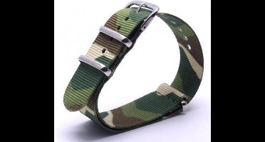 Premium Green Camo Nato strap 20mm - Horlogeband Groen Camouflage