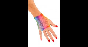 Nethandschoen kort vingerloos regenboog