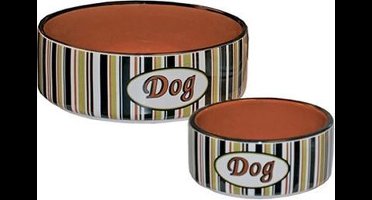 Eetbak - voerbak - hondenvoerbak - steen - dog gestreept - 20cm - Large