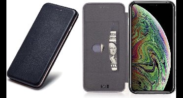 Kunstlederen Hoesje geschikt voor Apple iPhone Xs Max Zwart - Wallet Book Case Cover van iCall
