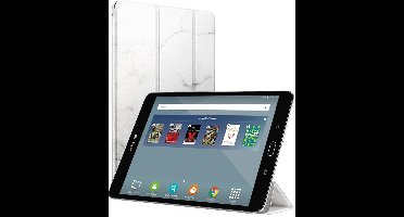 Hoes geschikt voor Samsung Galaxy Tab E 9.6 - Marmer Wit Tri-Fold Book Case Cover Kunstleer - Hoesje van iCall