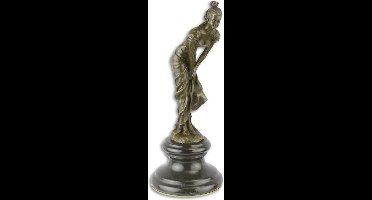 Bronzen beeld - Danseres - op koperen basis - 24,8 cm hoog