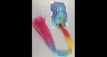 haar extension regenboog rood-geel-blauw-roze55cm 50 stuks