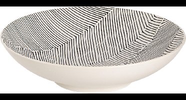 Palmer - Leaf - Schaal - Kom - Reliëf - 70 cl - ø 19 cm - Wit/Zwart - Stoneware - Bordenset