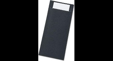520 Bestekzakjes 20 cm x 8,5 cm zwart inclusief wit servet