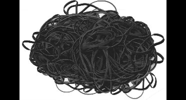 1 kg - Elastiek - Zwart - diameter 150mm - breedte 3x3mm - in zak - ca 190 stuks