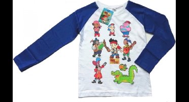 Disney Jake & The Neverland Pirates - Longsleeve - Model "All Hens On Deck" - Blauw & Wit - 116 cm - 6 jaar - 100% Katoen