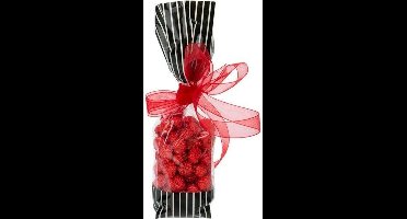 Zijvouwzakken Zwart met Crême strepen 5,1x4,8x24,1cm (100 stuks)