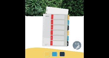 Leitz Cosy Printbare  PP Tabbladen - 1-6 Numerieke Tabbladen - Tabbladen a4 - Tabbladen Voor Ordners