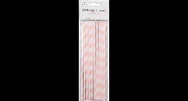 Papieren rietjes baby roze wit gestreept.
