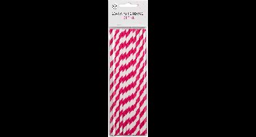 Papieren Rietjes Fuchsia Gestreept 19,7cm 20st