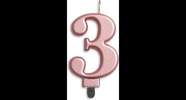 Globos Verjaardagskaars Cijfer 3 Wax 7,8 Cm Roségoud