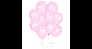 Roze Ballonnen Set 10 stuks - met opdruk It's a Girl - - Babyshower - Kraam Cadeau - Geboorte - Hoera een Meisje