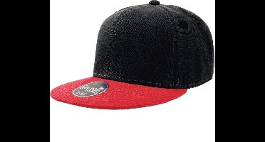 Atlantis Snap Back Flat Visor 6 Panel Cap (Zwart/Rood)