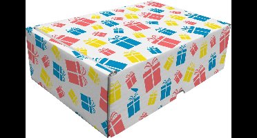 Raadhuis cadeaupakketdoos 3 - pakjes dessin - 24x17x8cm - 5 stuks - RD-351131-5