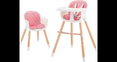 Kinderkraft SIENNA 2-in-1 Kinderstoel - Voor Kinderen tot 20 kg - Verwijderbaar Dienblad, Verstelbare 5-Punts Gordel en Antislip Voetjes - Roze