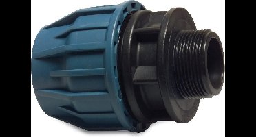 Jason Aansluitstuk PP 110 mm x 3" knel x buitendraad 12.5bar zwart/blauw DVGW/KIWA/WRAS/SVGW