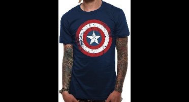 Captain America - Cracked Shield Men T-Shirt - Navy - S