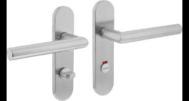 Intersteel deurkruk met schild - Basic Hoek 90° - WC 63/8 mm - RVS geborsteld