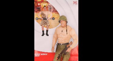Widmann Spierballen shirt - bodybuilder - heren - polyester - verkleedkleding - Rambo 52