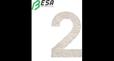 Huisnummer Fuji 50mm INOX nummer = 2 inclusief dubbelzijdige tape