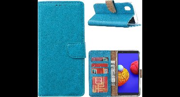 Hoesje Geschikt Voor Samsung Galaxy A01 Core Hoesje book case met Pasjeshouder - Blauw