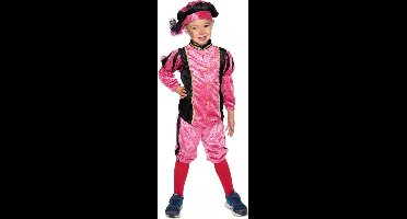 Pieten pak velours Roze/Zwart kind Maat 128