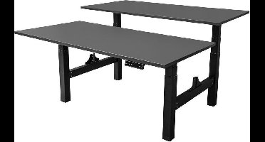 IVOL Elektrisch verstelbaar duo bureau 180x80 cm Two dual motor - Zwart met Antraciet