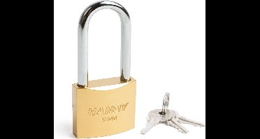 Handy - Hangslot met Sleutel 48mm met Hoge beugel - Hangsloten - Gehard staal - Sluiting ⌀ 7.5MM - incl. 3 Sleutels - Slot - Slotje - BPK