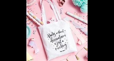 Partydeco - Wit Linnen handtas Party without ...