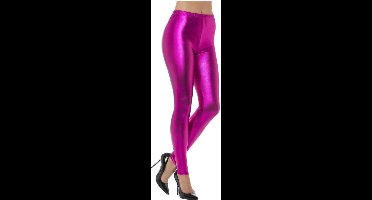 Smiffys - 80s Metallic Disco Kostuum Legging - S - Roze