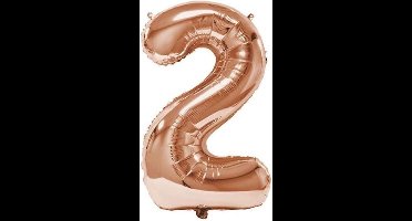 Folieballon Cijfer 2 Rose Gold - 92 cm