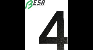 Huisnummer Fuji 80mm ZWART nummer = 4 inclusief dubbelzijdige tape